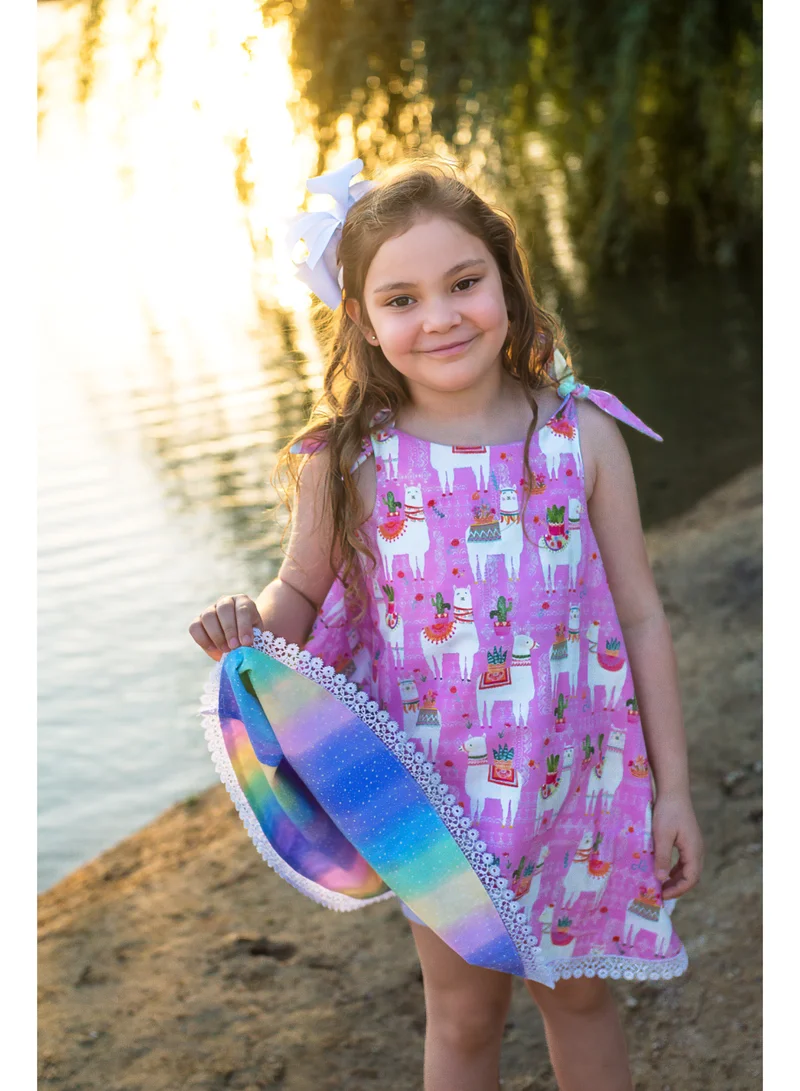 أزياء الحمل الصغير فستان لاما ذو وجهين